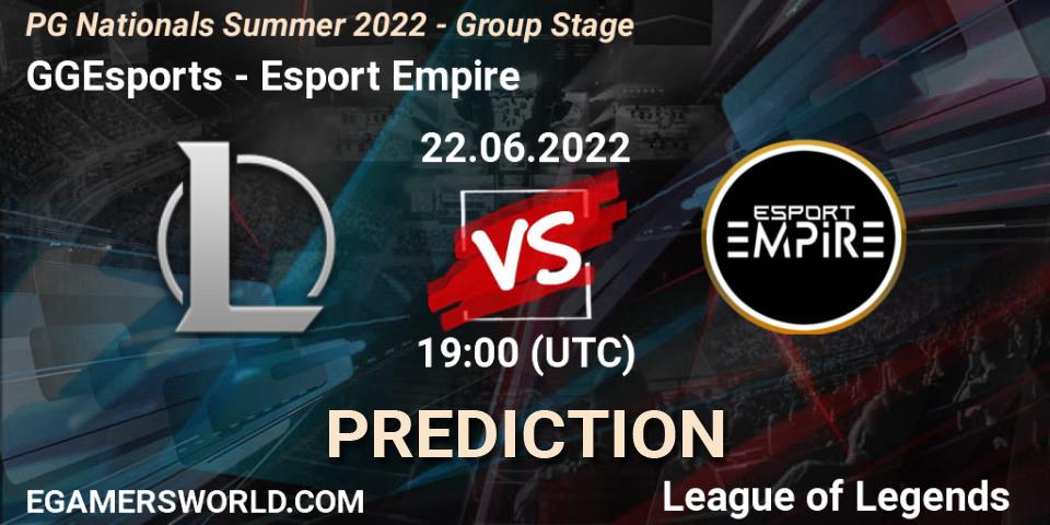 GGEsports - Esport Empire: Maç tahminleri. 22.06.2022 at 19:15, LoL, PG Nationals Summer 2022 - Group Stage