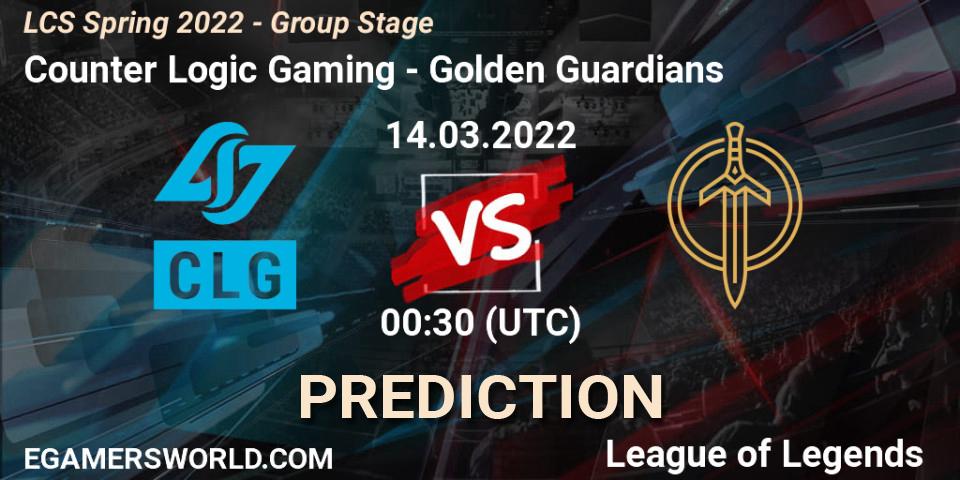 Counter Logic Gaming - Golden Guardians: Maç tahminleri. 13.03.2022 at 23:30, LoL, LCS Spring 2022 - Group Stage