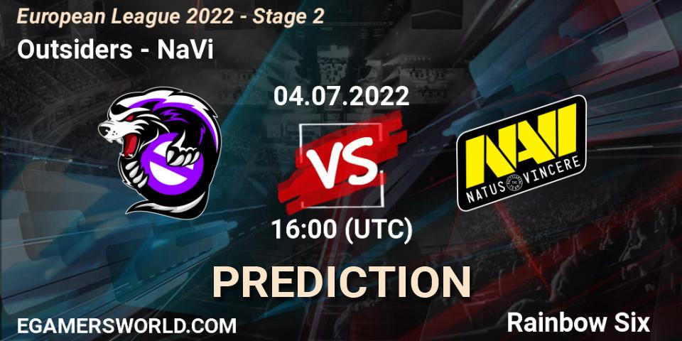 Outsiders - NaVi: Maç tahminleri. 04.07.2022 at 16:00, Rainbow Six, European League 2022 - Stage 2