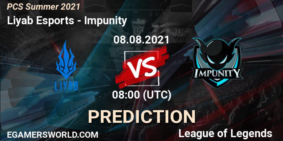 Liyab Esports - Impunity: Maç tahminleri. 08.08.2021 at 08:00, LoL, PCS Summer 2021