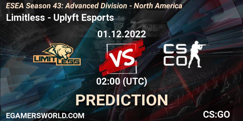 Limitless - Uplyft Esports: Maç tahminleri. 01.12.2022 at 02:00, Counter-Strike (CS2), ESEA Season 43: Advanced Division - North America