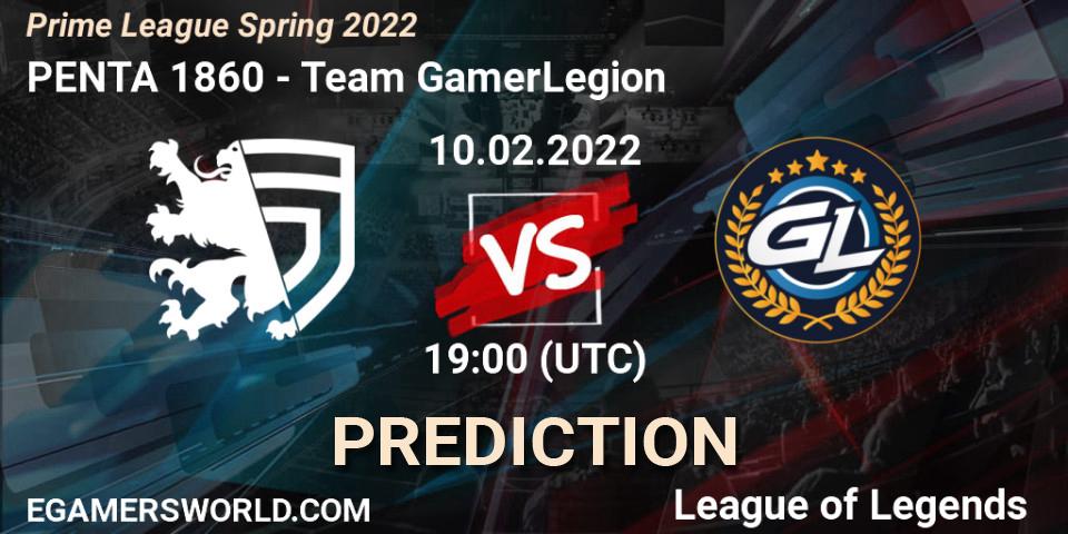 PENTA 1860 - Team GamerLegion: Maç tahminleri. 10.02.2022 at 20:00, LoL, Prime League Spring 2022