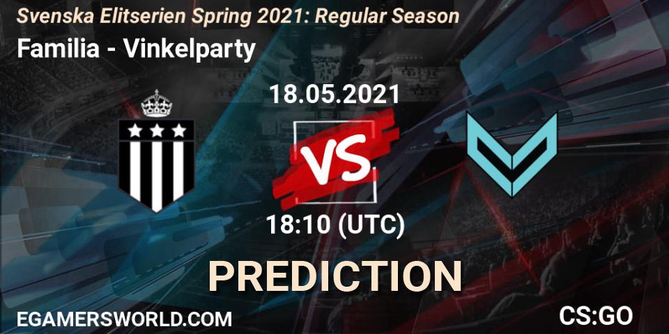 Familia - Vinkelparty: Maç tahminleri. 18.05.2021 at 18:10, Counter-Strike (CS2), Svenska Elitserien Spring 2021: Regular Season