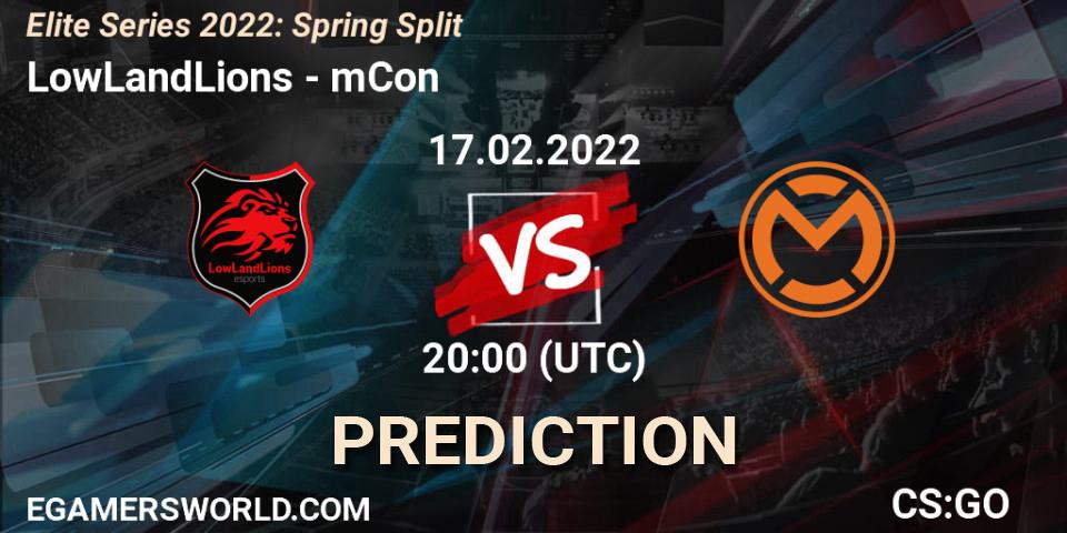 LowLandLions - mCon: Maç tahminleri. 17.02.2022 at 20:00, Counter-Strike (CS2), Elite Series 2022: Spring Split
