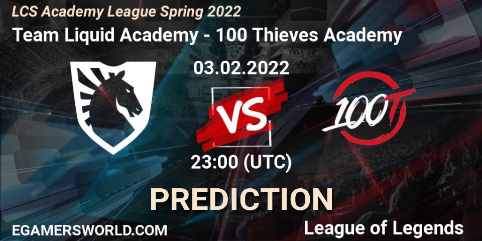 Team Liquid Academy - 100 Thieves Academy: Maç tahminleri. 03.02.2022 at 23:00, LoL, LCS Academy League Spring 2022
