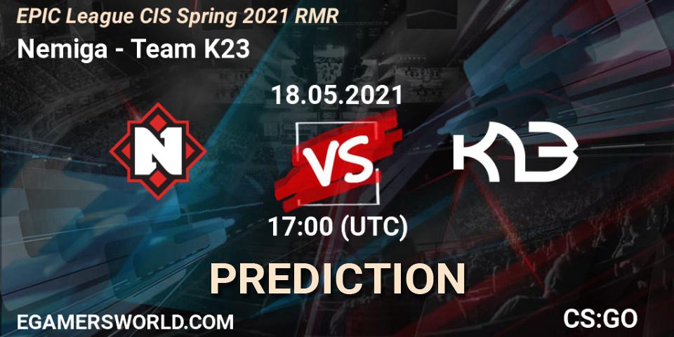 Nemiga - Team K23: Maç tahminleri. 18.05.2021 at 17:10, Counter-Strike (CS2), EPIC League CIS Spring 2021 RMR