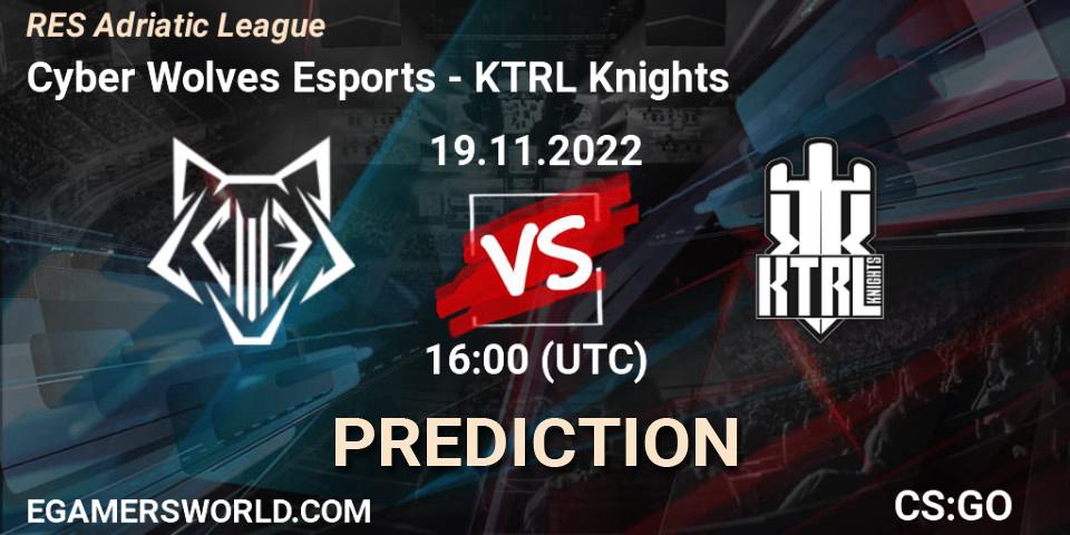 Cyber Wolves Esports - KTRL Knights: Maç tahminleri. 22.11.2022 at 17:00, Counter-Strike (CS2), RES Adriatic League