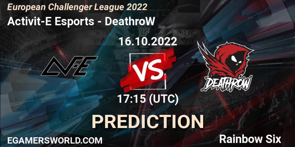 Activit-E Esports - DeathroW: Maç tahminleri. 21.10.2022 at 17:15, Rainbow Six, European Challenger League 2022