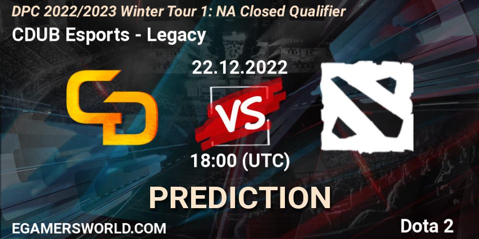 CDUB Esports - Legacy遗: Maç tahminleri. 22.12.2022 at 18:00, Dota 2, DPC 2022/2023 Winter Tour 1: NA Closed Qualifier