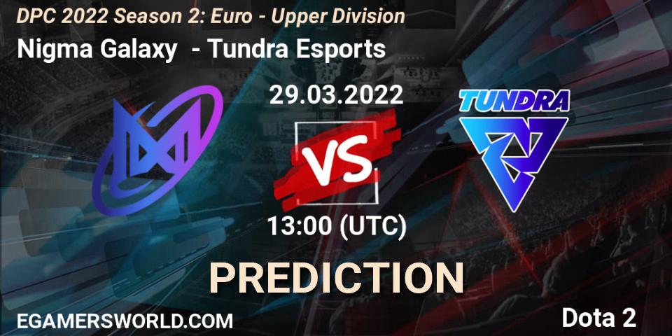Nigma Galaxy - Tundra Esports: Maç tahminleri. 29.03.2022 at 12:55, Dota 2, DPC 2021/2022 Tour 2 (Season 2): WEU (Euro) Divison I (Upper) - DreamLeague Season 17
