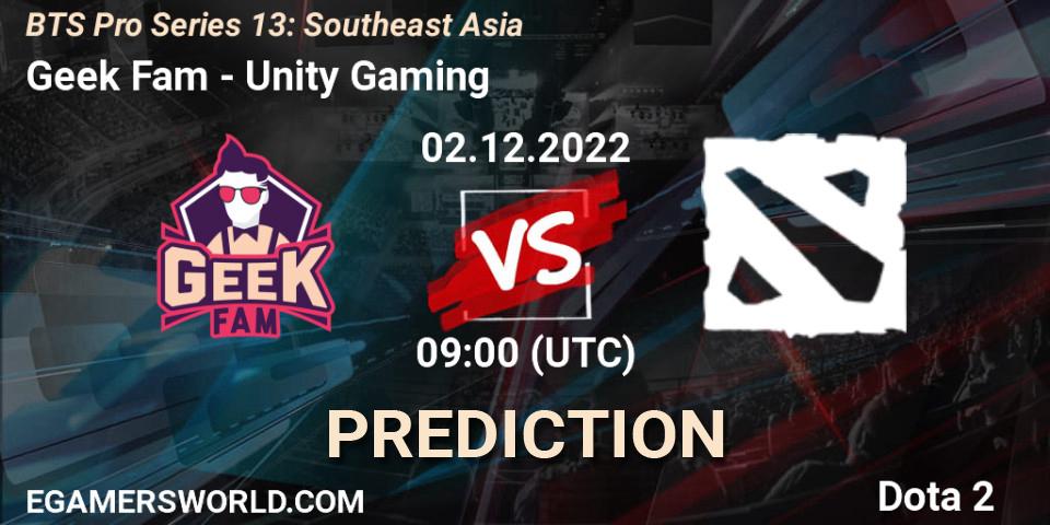 Geek Fam - Unity Gaming: Maç tahminleri. 02.12.22, Dota 2, BTS Pro Series 13: Southeast Asia