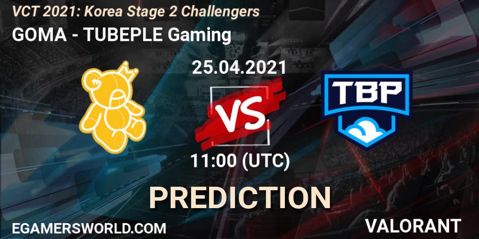 GOMA - TUBEPLE Gaming: Maç tahminleri. 25.04.2021 at 11:00, VALORANT, VCT 2021: Korea Stage 2 Challengers