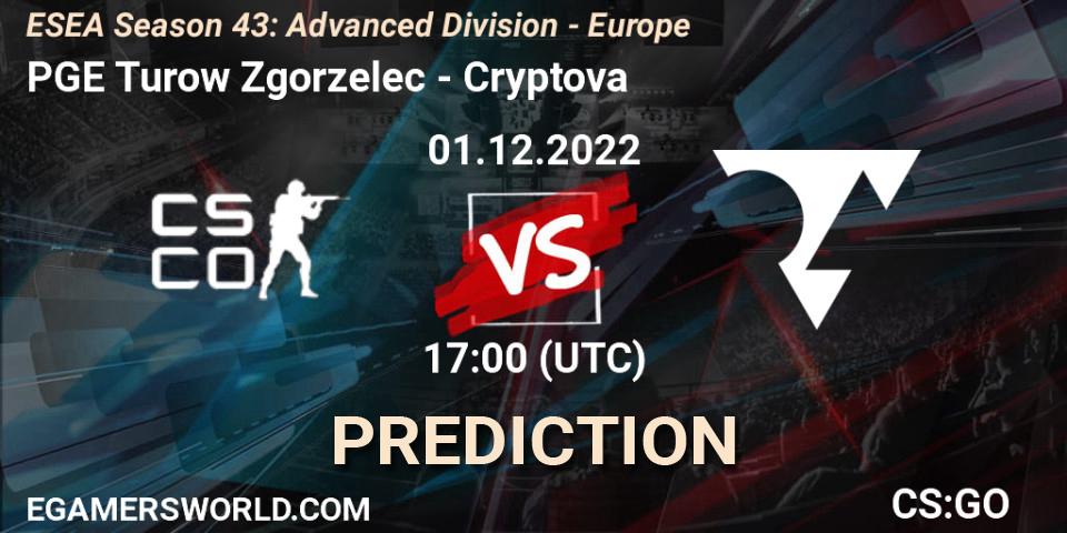 PGE Turow Zgorzelec - Cryptova: Maç tahminleri. 01.12.22, CS2 (CS:GO), ESEA Season 43: Advanced Division - Europe