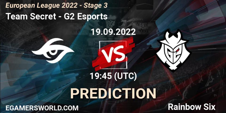 Team Secret - G2 Esports: Maç tahminleri. 19.09.2022 at 19:45, Rainbow Six, European League 2022 - Stage 3