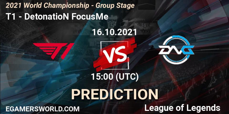 T1 - DetonatioN FocusMe: Maç tahminleri. 16.10.2021 at 15:00, LoL, 2021 World Championship - Group Stage