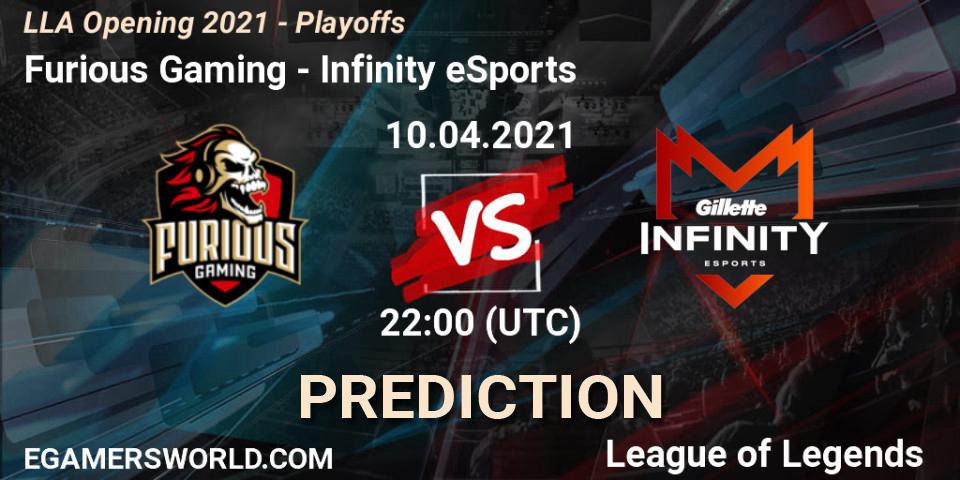 Furious Gaming - Infinity eSports: Maç tahminleri. 10.04.2021 at 22:00, LoL, LLA Opening 2021 - Playoffs