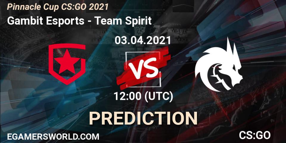 Gambit Esports - Team Spirit: Maç tahminleri. 03.04.2021 at 08:00, Counter-Strike (CS2), Pinnacle Cup #1