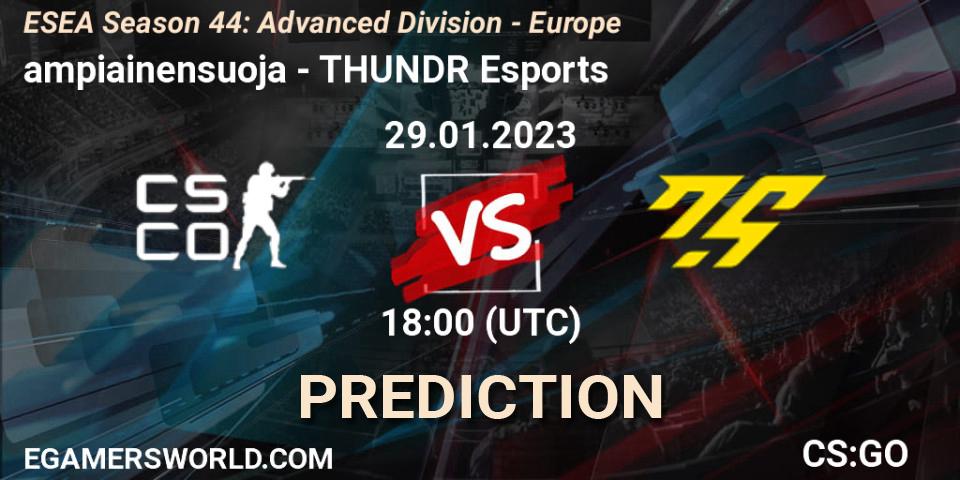 ampiainensuoja - THUNDR Esports: Maç tahminleri. 29.01.23, CS2 (CS:GO), ESEA Season 44: Advanced Division - Europe