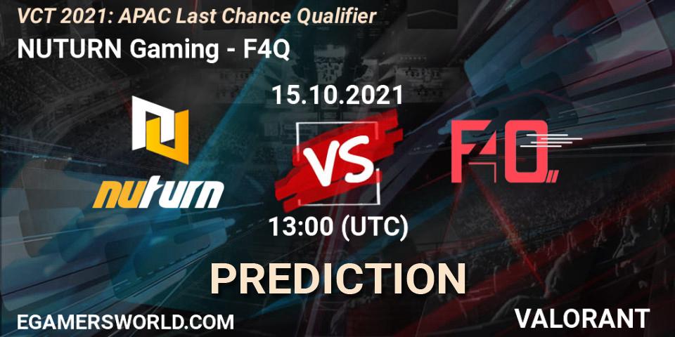 NUTURN Gaming - F4Q: Maç tahminleri. 15.10.2021 at 13:00, VALORANT, VCT 2021: APAC Last Chance Qualifier