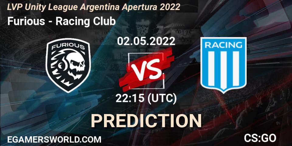 Furious - Racing Club: Maç tahminleri. 02.05.2022 at 22:15, Counter-Strike (CS2), LVP Unity League Argentina Apertura 2022