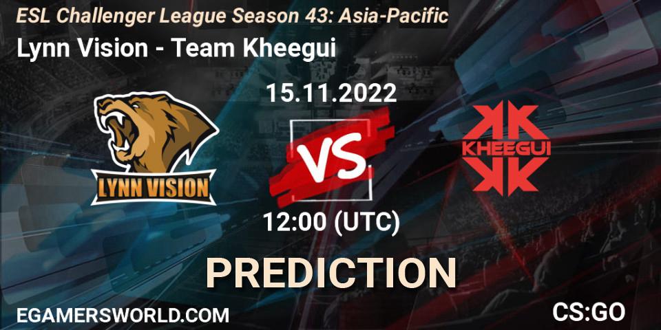 Lynn Vision - Team Kheegui: Maç tahminleri. 15.11.2022 at 12:00, Counter-Strike (CS2), ESL Challenger League Season 43: Asia-Pacific