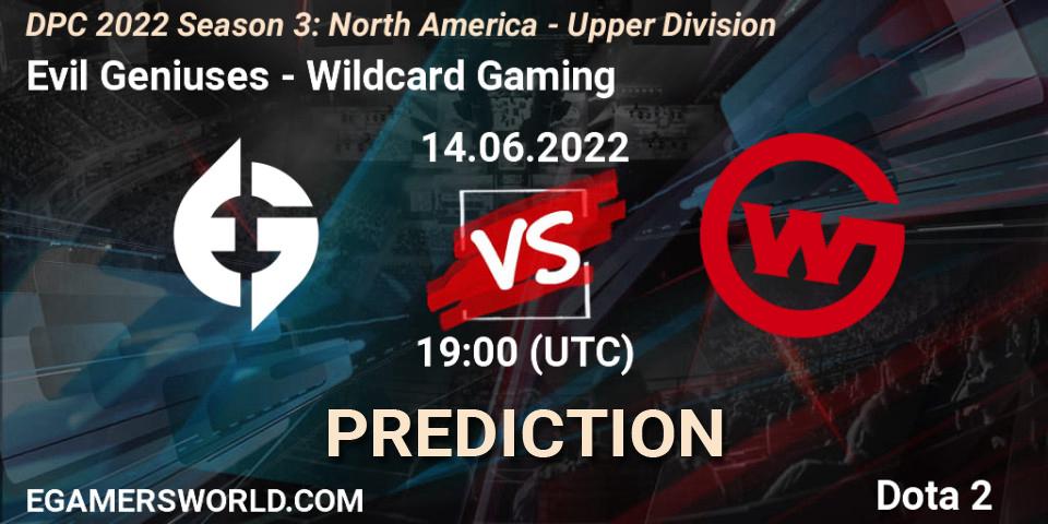 Evil Geniuses - Wildcard Gaming: Maç tahminleri. 14.06.2022 at 19:02, Dota 2, DPC NA 2021/2022 Tour 3: Division I