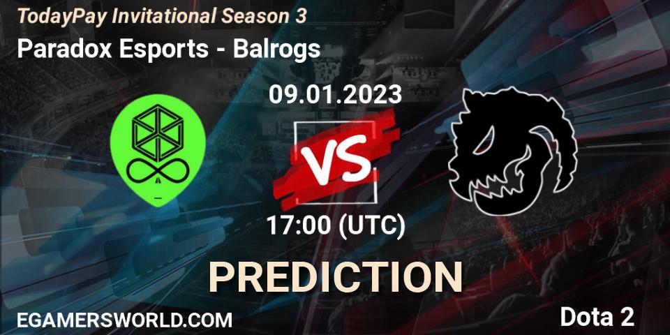 Paradox Esports - Balrogs: Maç tahminleri. 09.01.2023 at 16:54, Dota 2, TodayPay Invitational Season 3