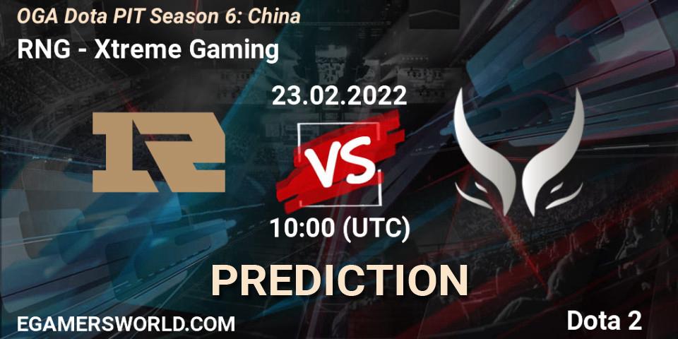 RNG - Xtreme Gaming: Maç tahminleri. 23.02.2022 at 10:00, Dota 2, OGA Dota PIT Season 6: China