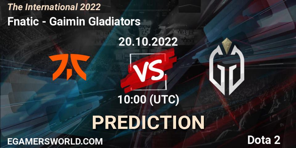 Fnatic - Gaimin Gladiators: Maç tahminleri. 20.10.22, Dota 2, The International 2022