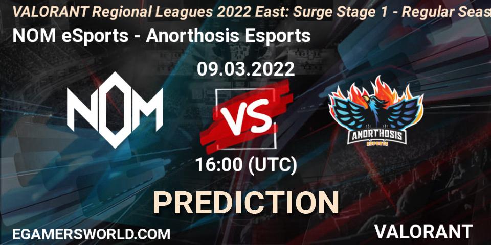 NOM eSports - Anorthosis Esports: Maç tahminleri. 09.03.2022 at 16:00, VALORANT, VALORANT Regional Leagues 2022 East: Surge Stage 1 - Regular Season