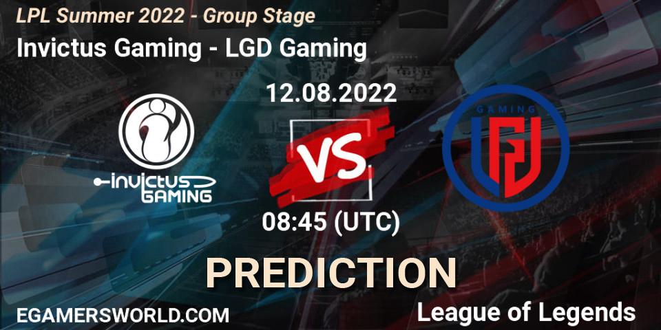 Invictus Gaming - LGD Gaming: Maç tahminleri. 12.08.22, LoL, LPL Summer 2022 - Group Stage