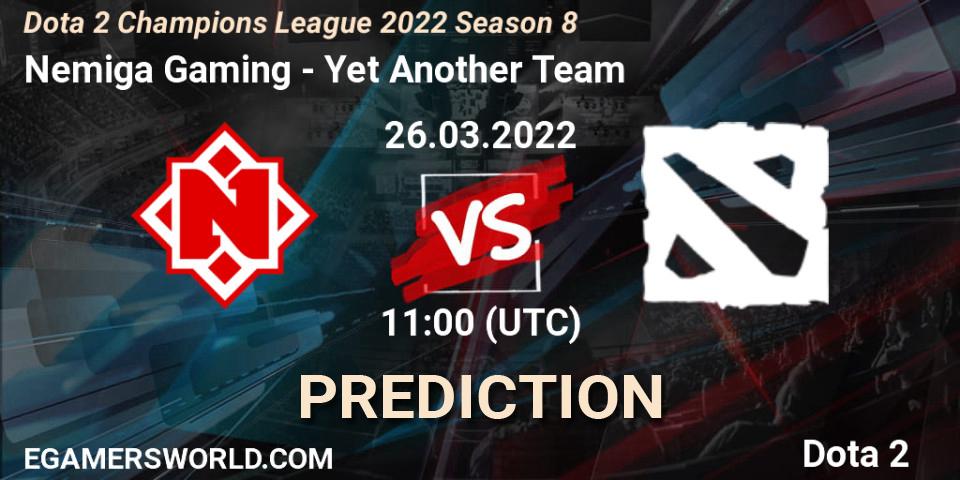 Nemiga Gaming - Yet Another Team: Maç tahminleri. 26.03.2022 at 11:00, Dota 2, Dota 2 Champions League 2022 Season 8