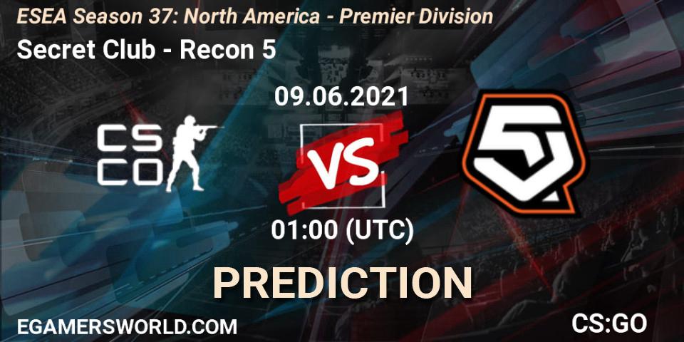 Secret Club - Recon 5: Maç tahminleri. 09.06.2021 at 01:00, Counter-Strike (CS2), ESEA Season 37: North America - Premier Division