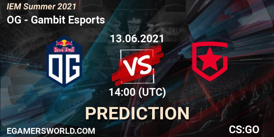 OG - Gambit Esports: Maç tahminleri. 13.06.2021 at 14:00, Counter-Strike (CS2), IEM Summer 2021