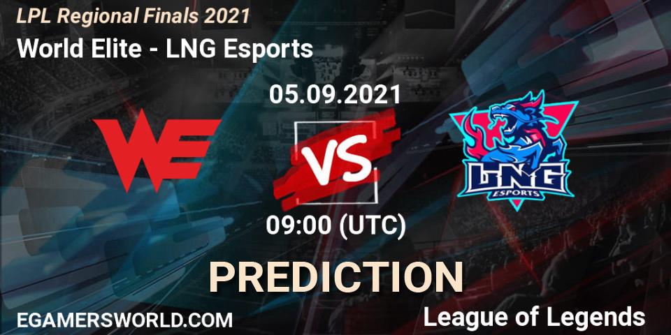 World Elite - LNG Esports: Maç tahminleri. 05.09.2021 at 10:00, LoL, LPL Regional Finals 2021