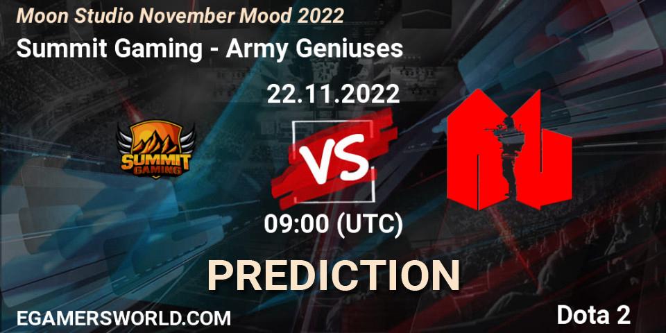 Summit Gaming - Army Geniuses: Maç tahminleri. 22.11.2022 at 09:13, Dota 2, Moon Studio November Mood 2022