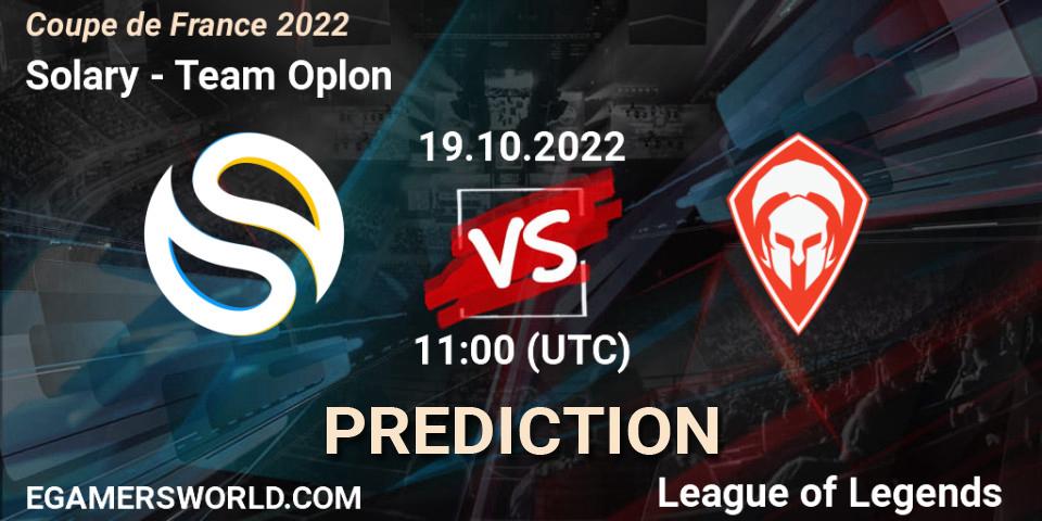 Solary - Team Oplon: Maç tahminleri. 19.10.2022 at 11:00, LoL, Coupe de France 2022
