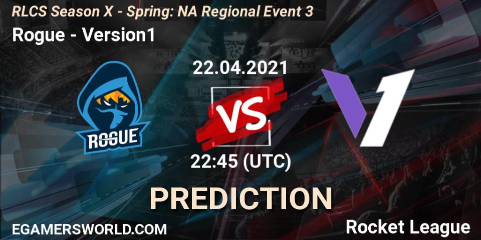 Rogue - Version1: Maç tahminleri. 22.04.2021 at 22:45, Rocket League, RLCS Season X - Spring: NA Regional Event 3