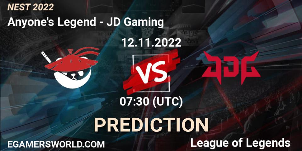 Anyone's Legend - JD Gaming: Maç tahminleri. 12.11.2022 at 08:00, LoL, NEST 2022