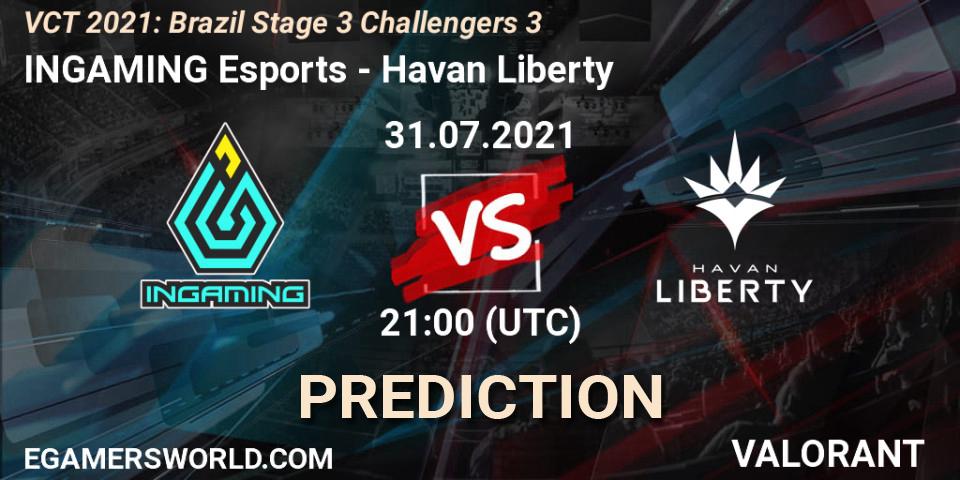 INGAMING Esports - Havan Liberty: Maç tahminleri. 31.07.2021 at 21:00, VALORANT, VCT 2021: Brazil Stage 3 Challengers 3
