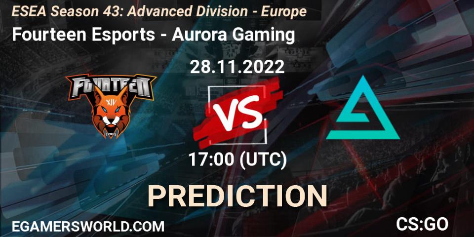 Fourteen Esports - Aurora: Maç tahminleri. 28.11.22, CS2 (CS:GO), ESEA Season 43: Advanced Division - Europe