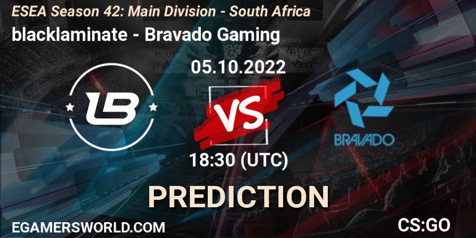 blacklaminate - Bravado Gaming: Maç tahminleri. 05.10.2022 at 18:50, Counter-Strike (CS2), ESEA Season 42: Main Division - South Africa
