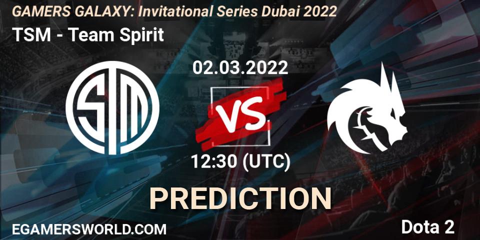 TSM - Team Spirit: Maç tahminleri. 02.03.2022 at 12:10, Dota 2, GAMERS GALAXY: Invitational Series Dubai 2022