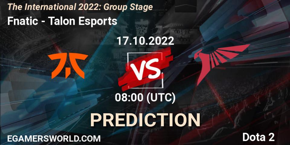 Fnatic - Talon Esports: Maç tahminleri. 17.10.2022 at 08:39, Dota 2, The International 2022: Group Stage