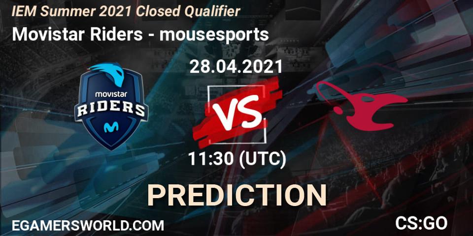 Movistar Riders - mousesports: Maç tahminleri. 28.04.2021 at 11:30, Counter-Strike (CS2), IEM Summer 2021 Closed Qualifier