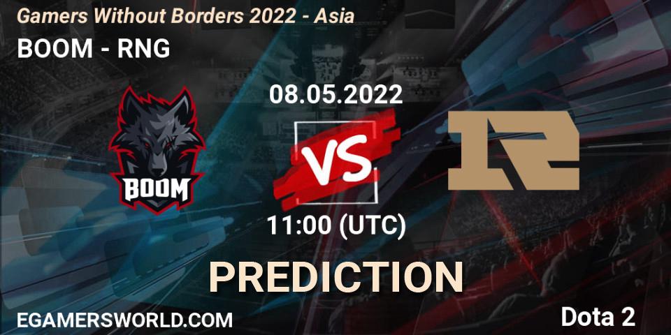 BOOM - RNG: Maç tahminleri. 08.05.2022 at 10:55, Dota 2, Gamers Without Borders 2022 - Asia