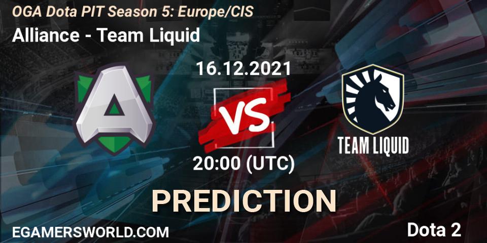 Alliance - Team Liquid: Maç tahminleri. 16.12.2021 at 21:56, Dota 2, OGA Dota PIT Season 5: Europe/CIS