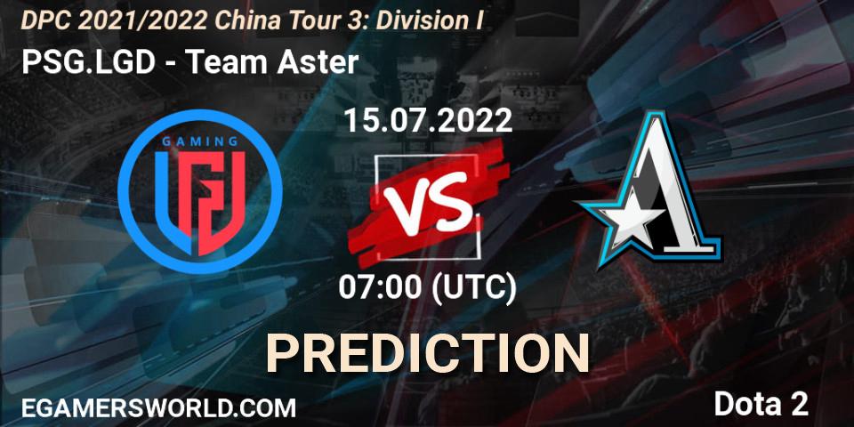 PSG.LGD - Team Aster: Maç tahminleri. 15.07.22, Dota 2, DPC 2021/2022 China Tour 3: Division I