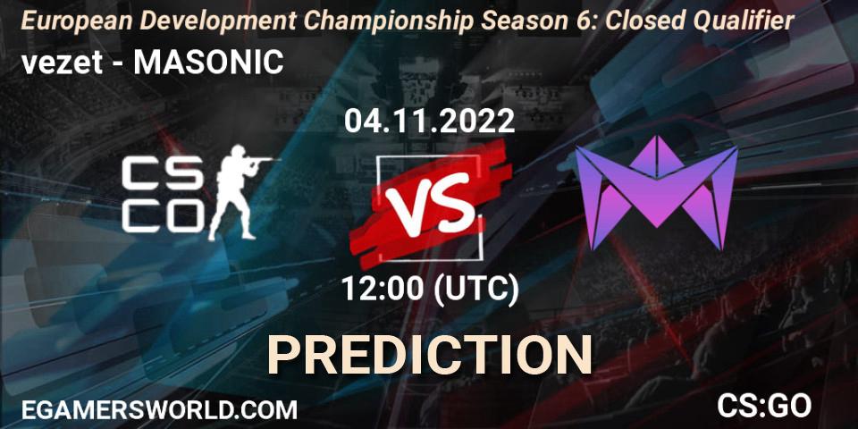 vezet - MASONIC: Maç tahminleri. 04.11.2022 at 12:00, Counter-Strike (CS2), European Development Championship Season 6: Closed Qualifier