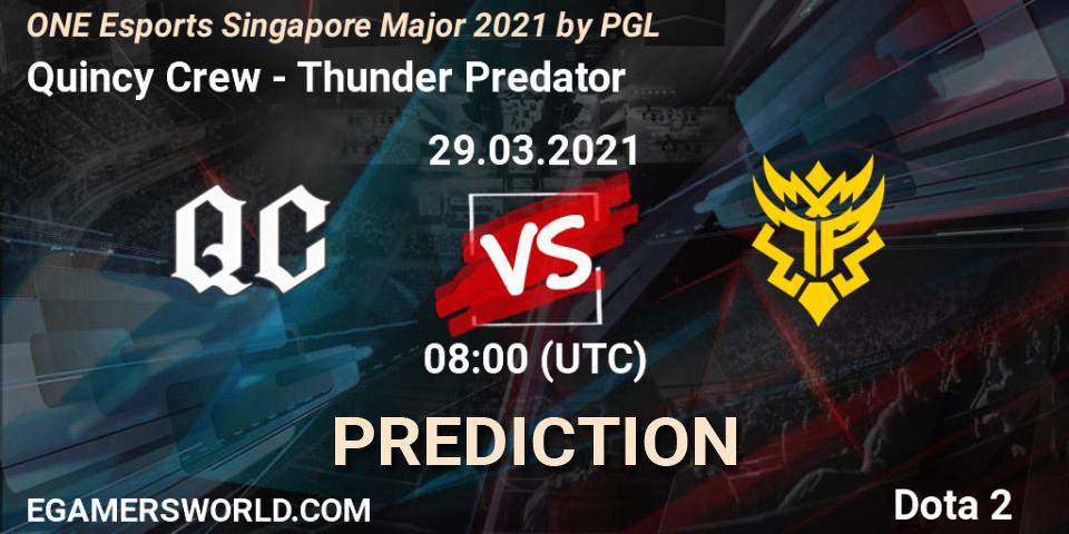 Quincy Crew - Thunder Predator: Maç tahminleri. 29.03.2021 at 09:28, Dota 2, ONE Esports Singapore Major 2021